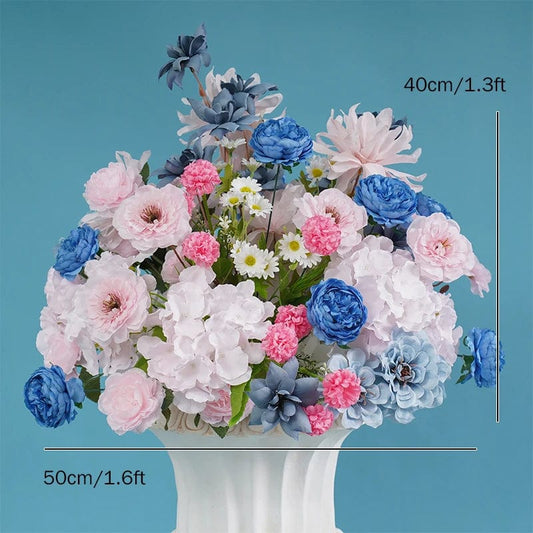 image_0Weddingstoryshop -Pink & Blue Peonies and Hydrangeas flower arrangements