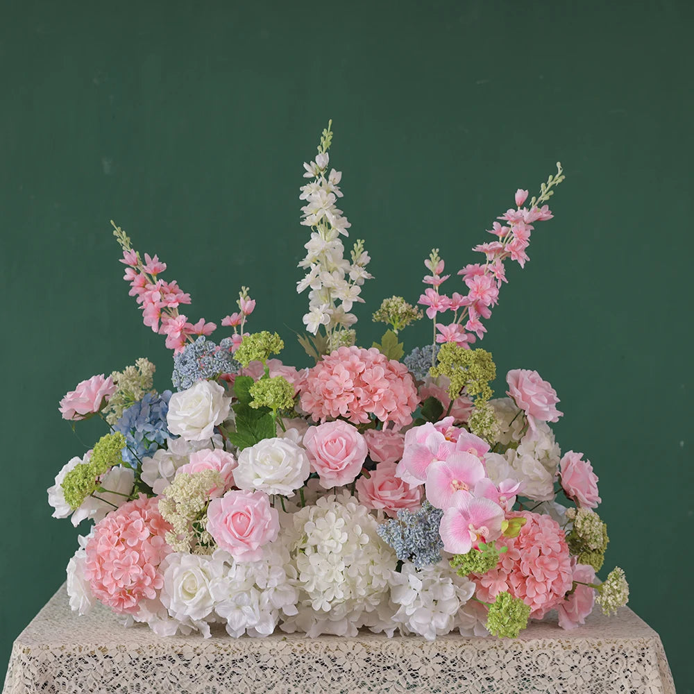Cotton Candy Artificial Rose Delphinium Arch Floral Arrangement