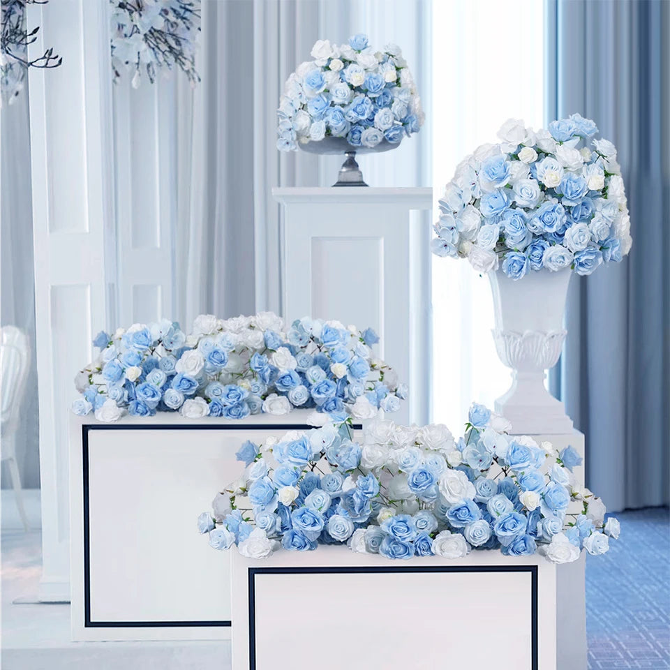 Baby Blue and White Rose Wedding Backdrop
