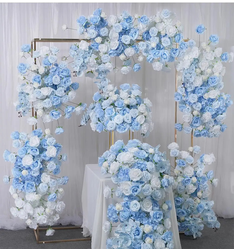 Baby Blue and White Rose Wedding Backdrop