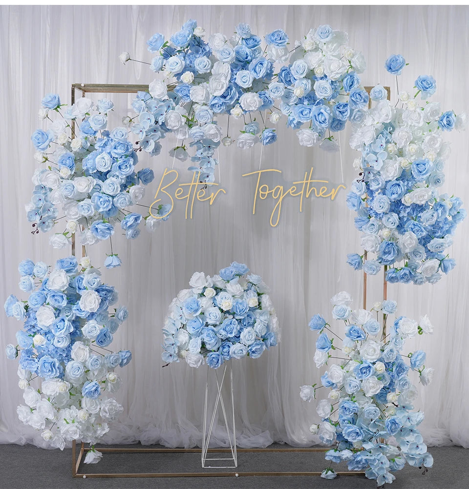 Baby Blue and White Rose Wedding Backdrop