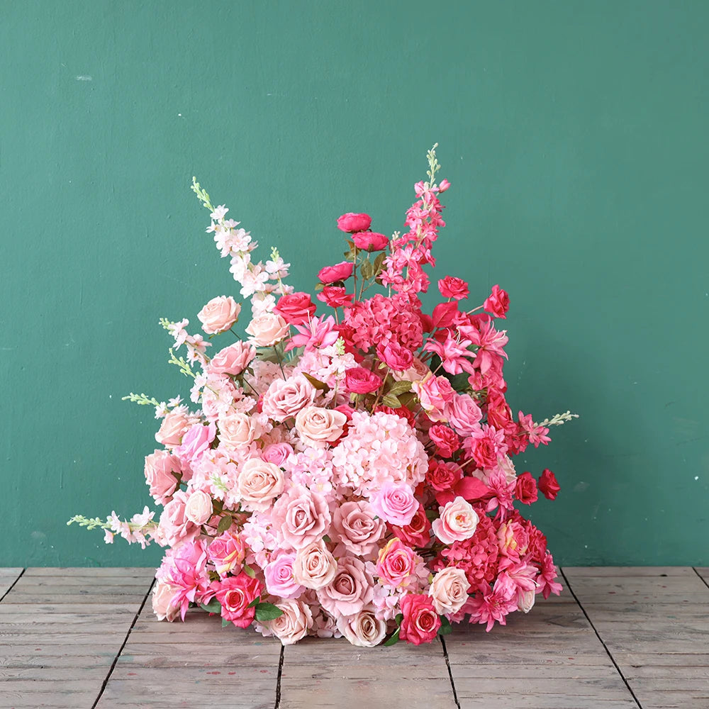 Pink flowers Artificial Decoration Luxury Rose Delphinium Flower Arrangement