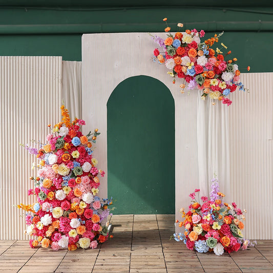 Customized Orange Pink Colorful Artificial Flower Runner