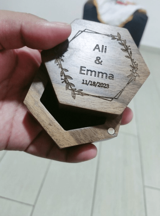 WeddingStory Shop Wedding Ceremony Supplies Personalized Wooden Ring Box Hexagon