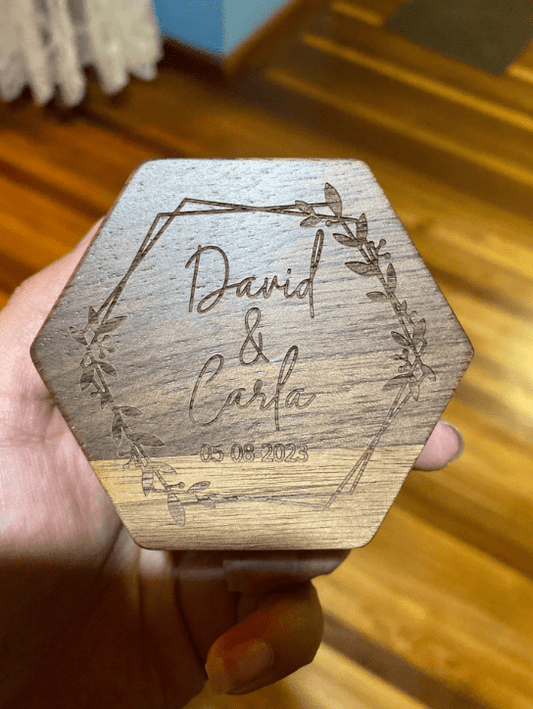 WeddingStory Shop Wedding Ceremony Supplies Personalized Wooden Ring Box Hexagon