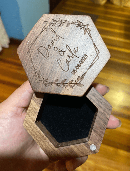 WeddingStory Shop Wedding Ceremony Supplies Personalized Wooden Ring Box Hexagon