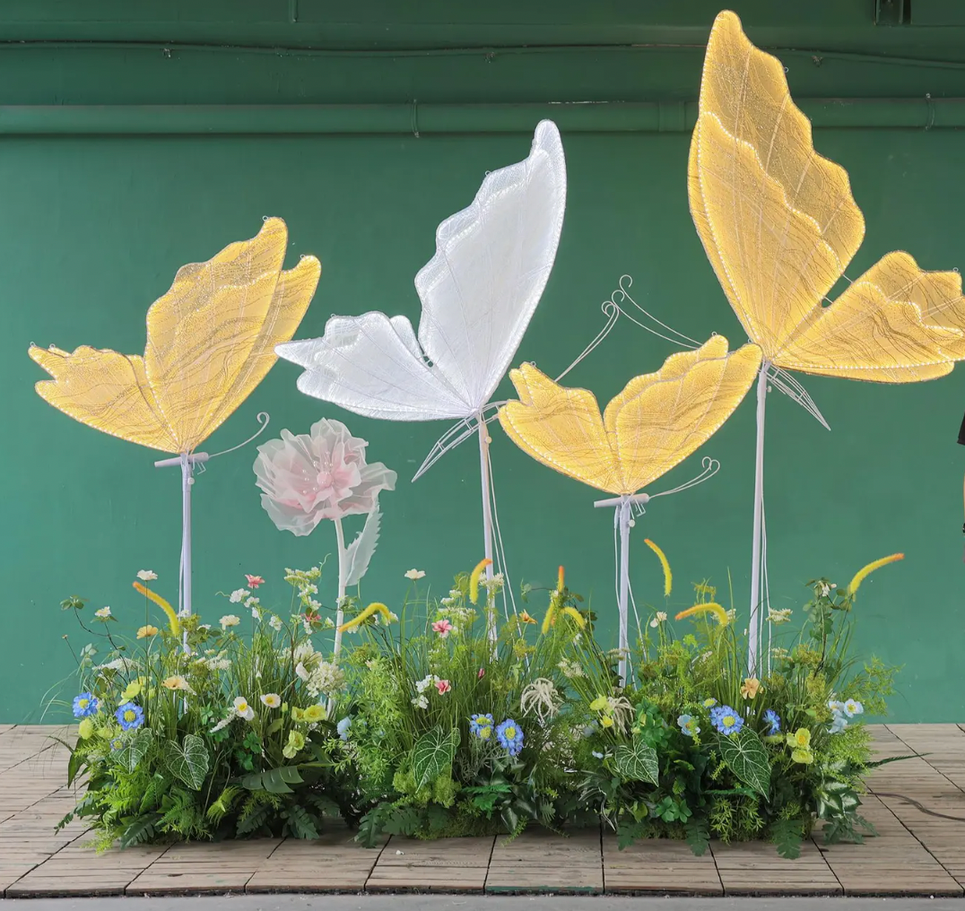 set of 4 LED butterflies and a flower 5 pcs total