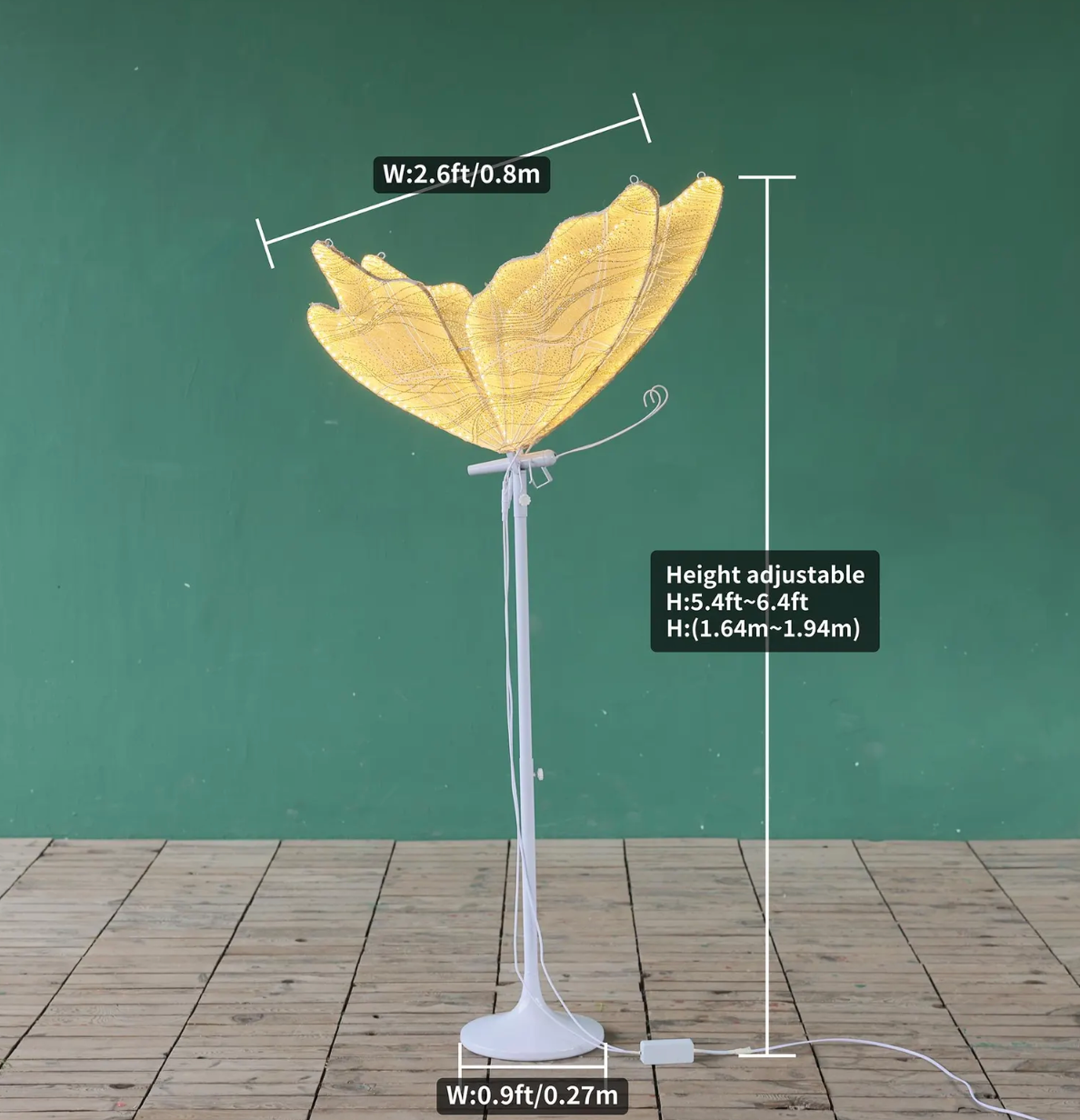 set of 4 LED butterflies and a flower 5 pcs total