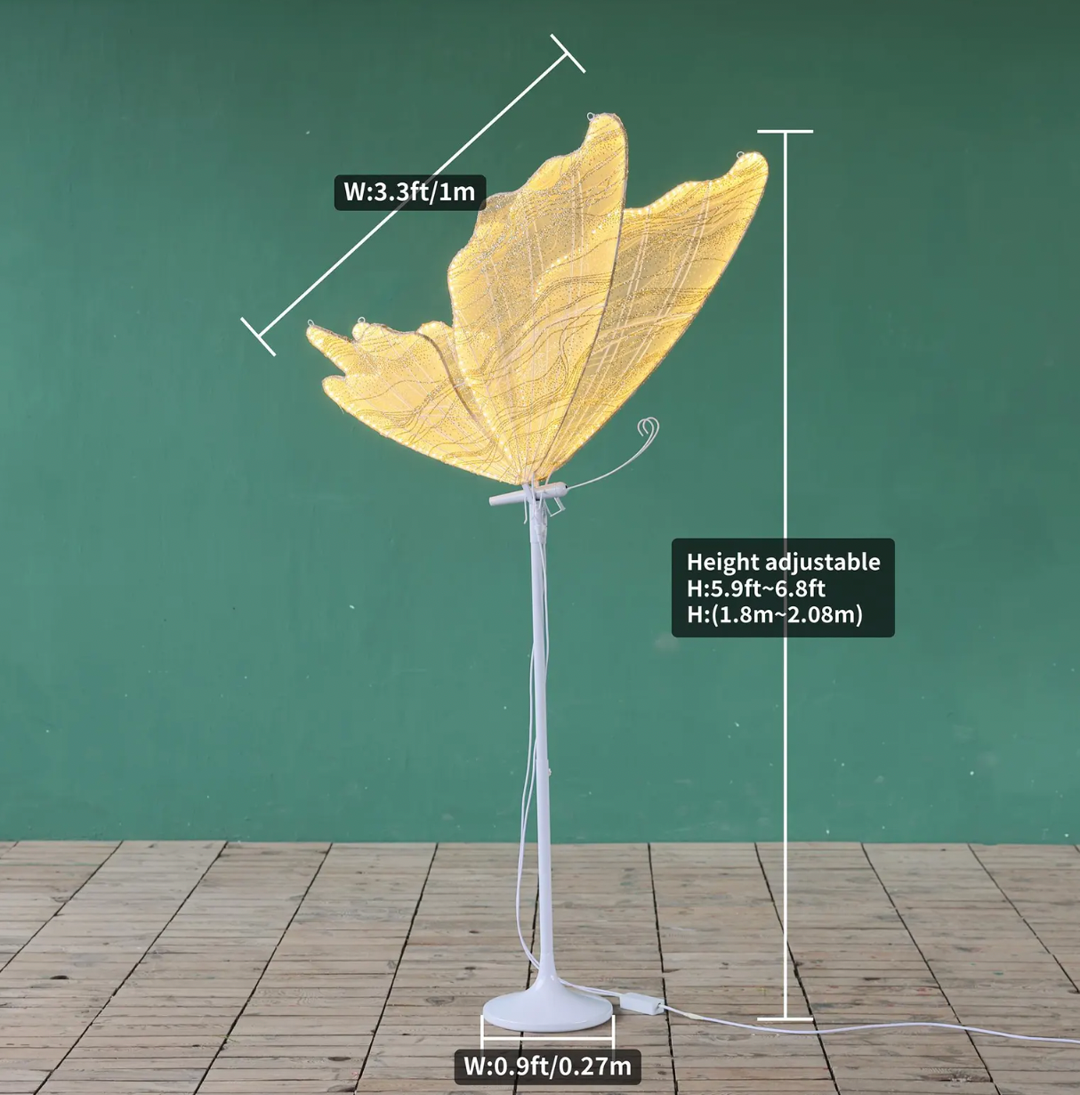 set of 4 LED butterflies and a flower 5 pcs total