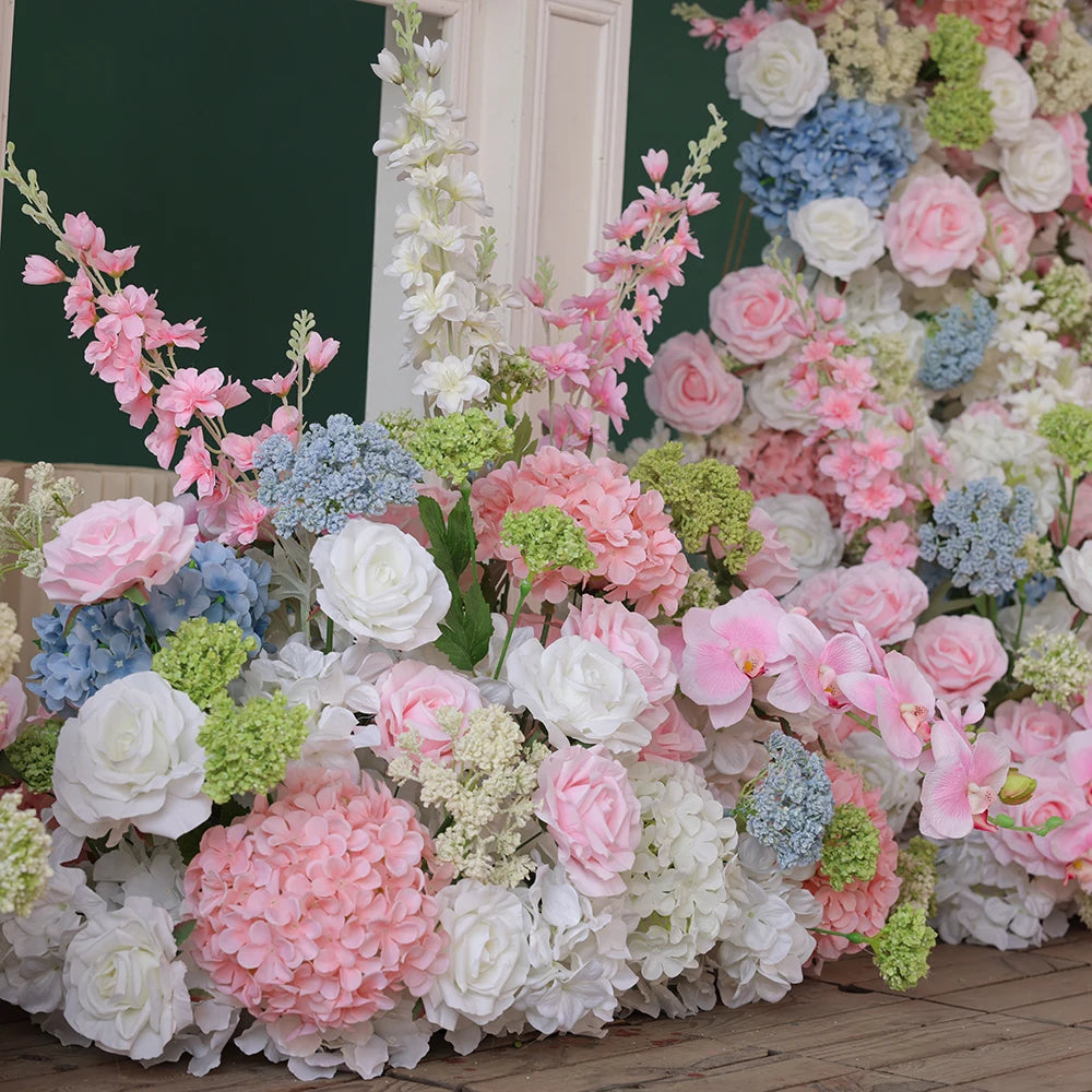 Cotton Candy Artificial Rose Delphinium Arch Floral Arrangement