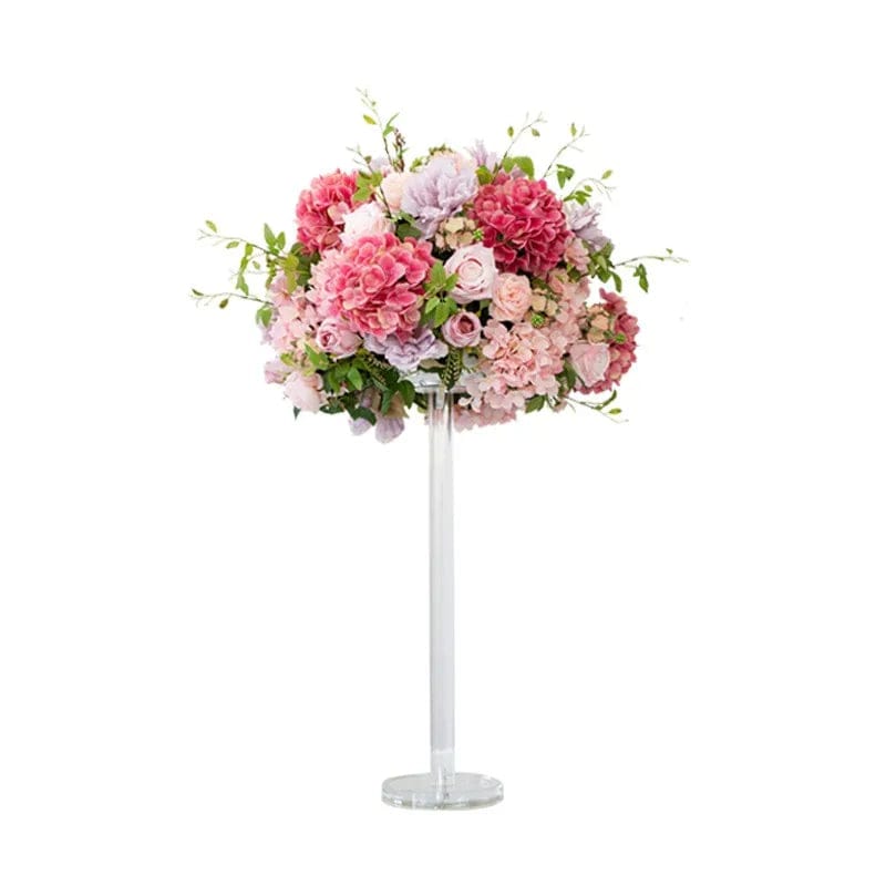 WeddingStory Shop without acrylic holder / Red hydrangea Baby Breath Rose Hydrangea Artificial Flower Ball and Acrylic Stand