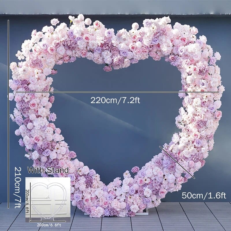 WeddingStory Shop Flower and arch Purple Pink Rose Hydrangea Floral Arrangement With Heart Arch