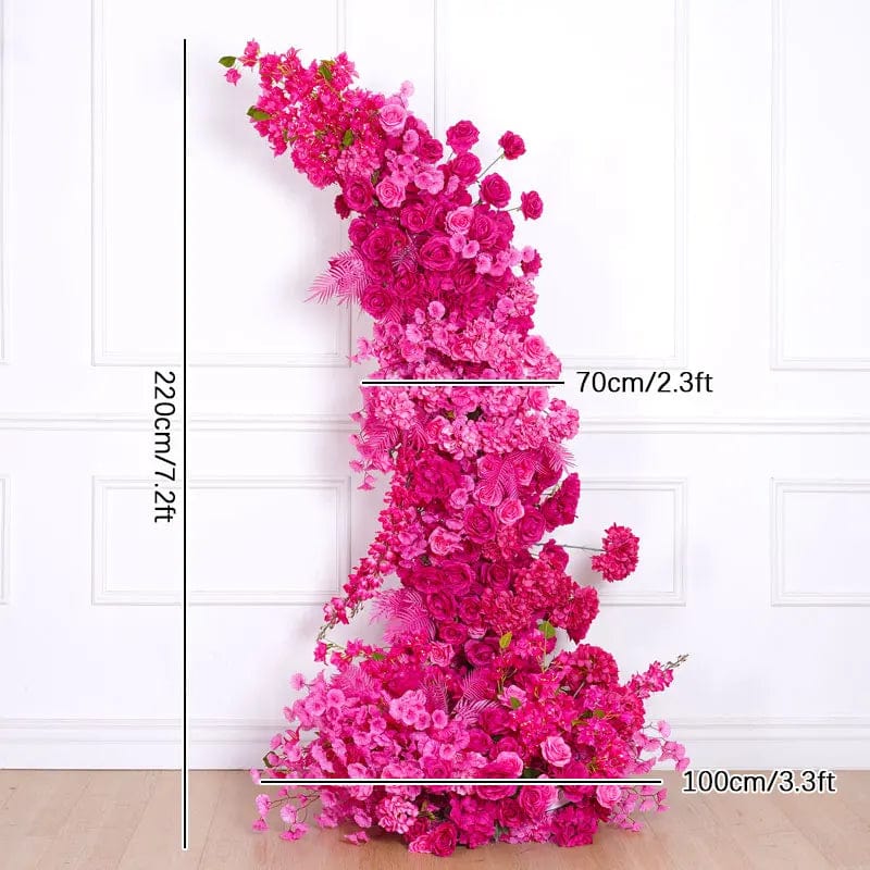 WeddingStory Shop 220x100cm flower row Luxury Hot Pink Rose Hydrangea Flower Runner Arrangement