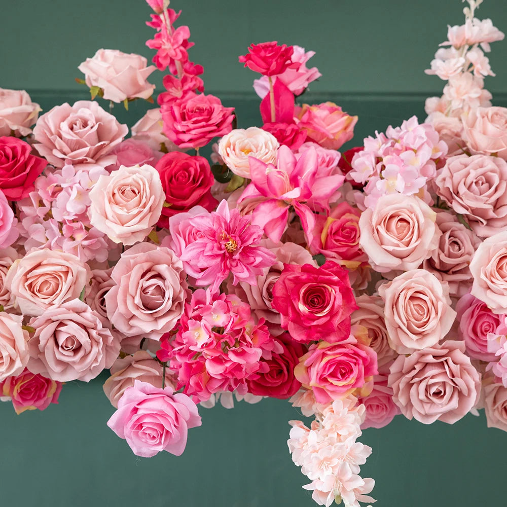 Pink flowers Artificial Decoration Luxury Rose Delphinium Flower Arrangement