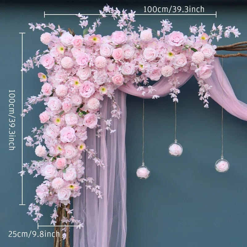 WeddingStory Shop 100cm corner flower Pink Rose Floral Arrangement - Perfect for Centerpieces, Arch Decor, and More!