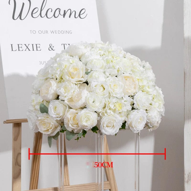 WeddingStory Shop 50cm table flower White Rose Hydrangea Artificial Flower Ball