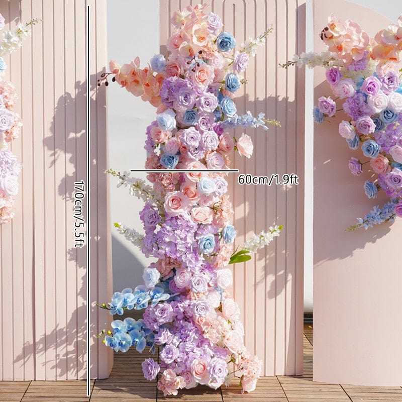 WeddingStory Shop 170x60cm flower row Pink Blue Purple roses flower arrangement