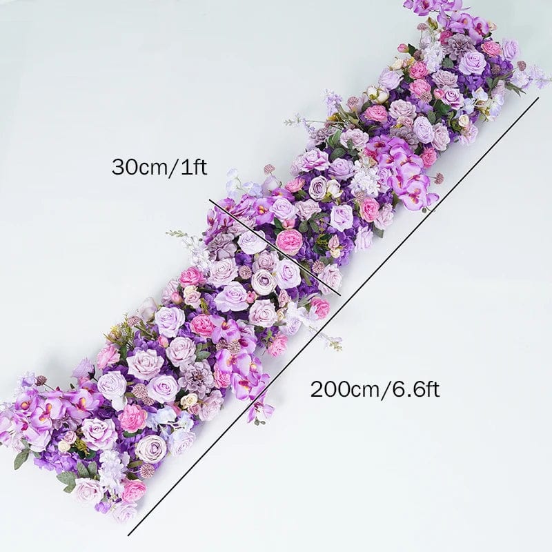 WeddingStory Shop 200x30cm flower row Silk Purple Wedding Flower Arrangement