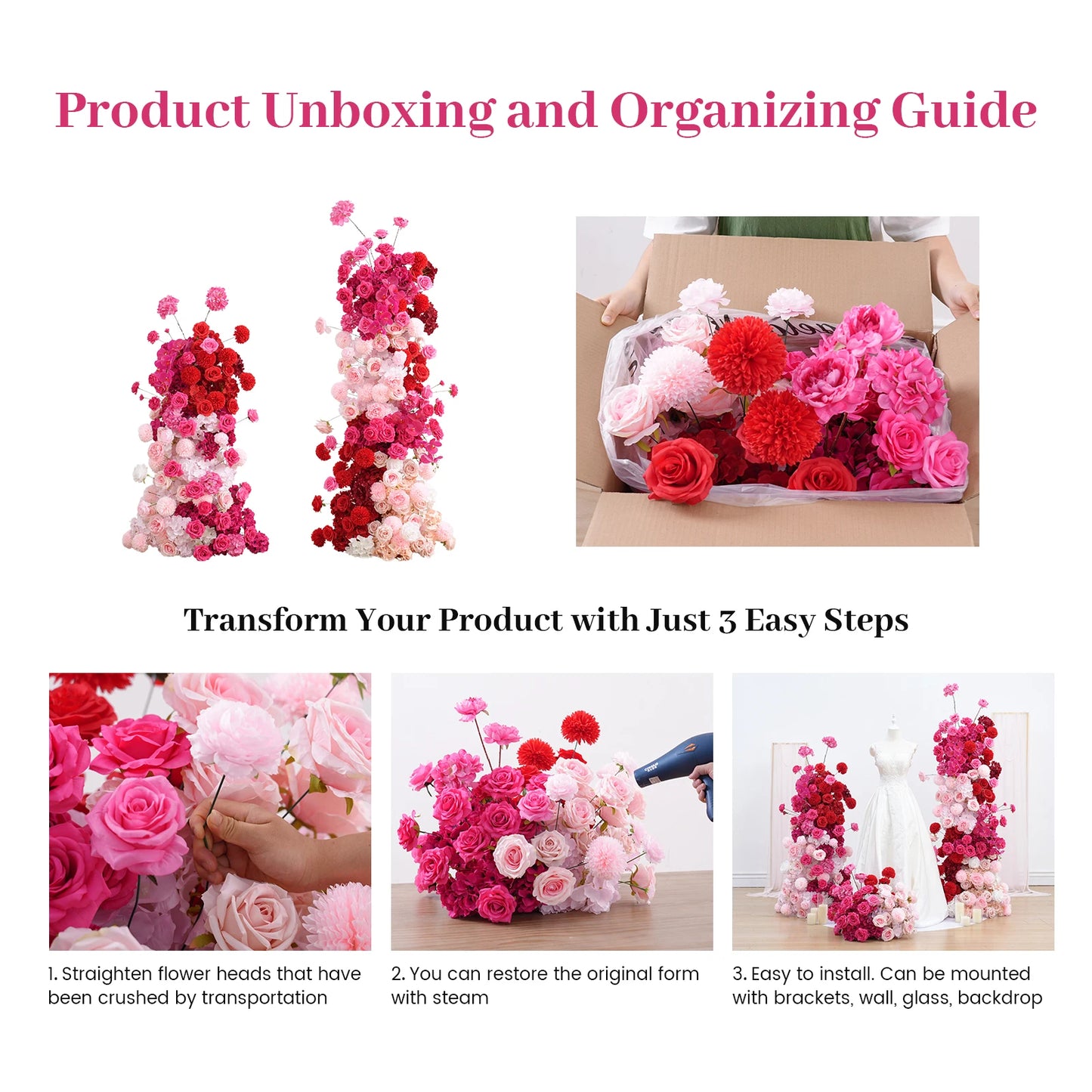 Hot Pink Rose Wedding Backdrop