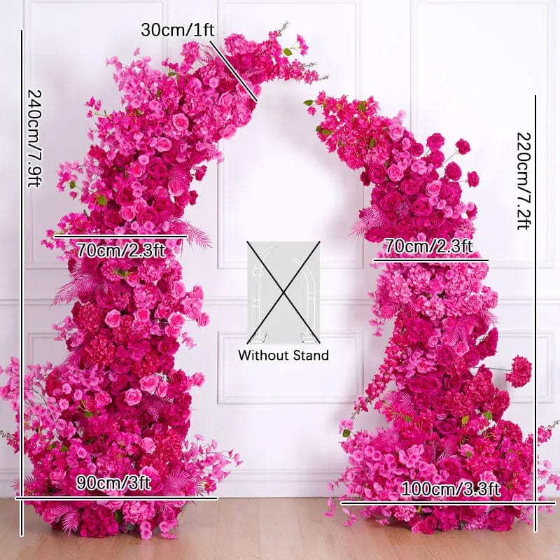 WeddingStory Shop Flower no stand Luxury Hot Pink Rose Hydrangea Flower Runner Arrangement