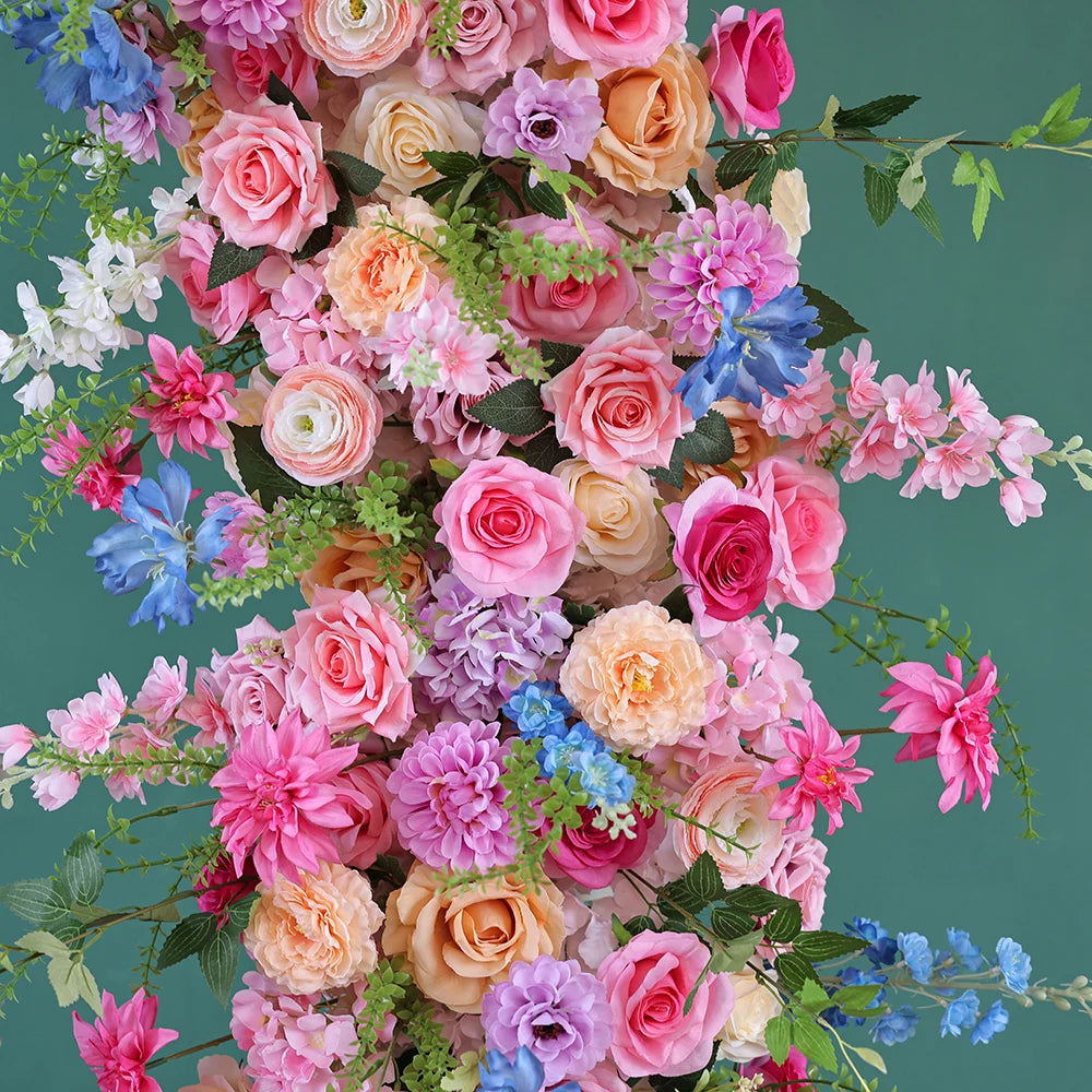 Luxury Purple Pink Blue Series Artificial Flower Runner