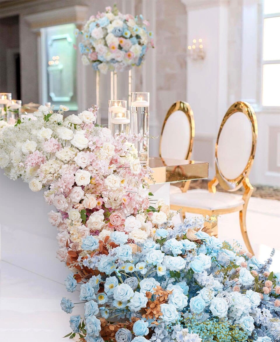 WeddingStory Shop Luxury Table Runner in soft pink and baby blue