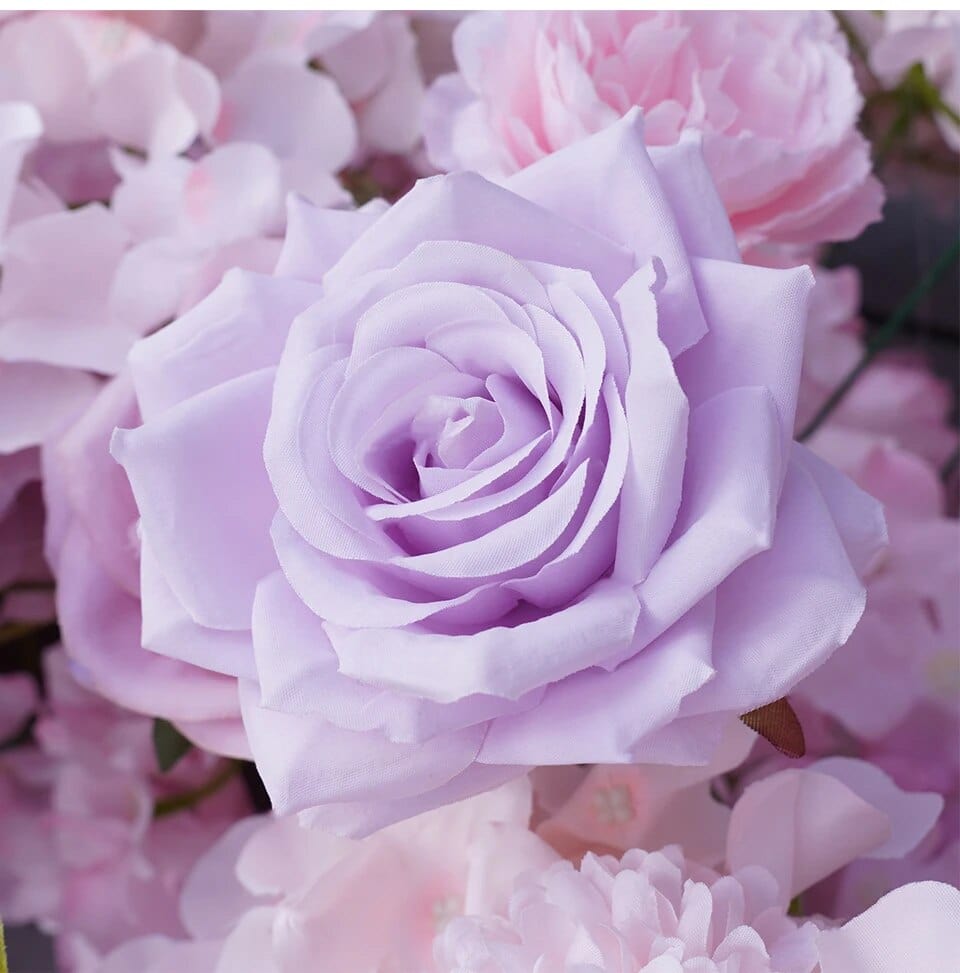 WeddingStory Shop Purple Pink Rose Hydrangea Floral Arrangement With Heart Arch