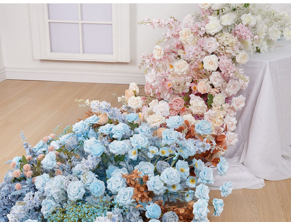 WeddingStory Shop Luxury Table Runner in soft pink and baby blue