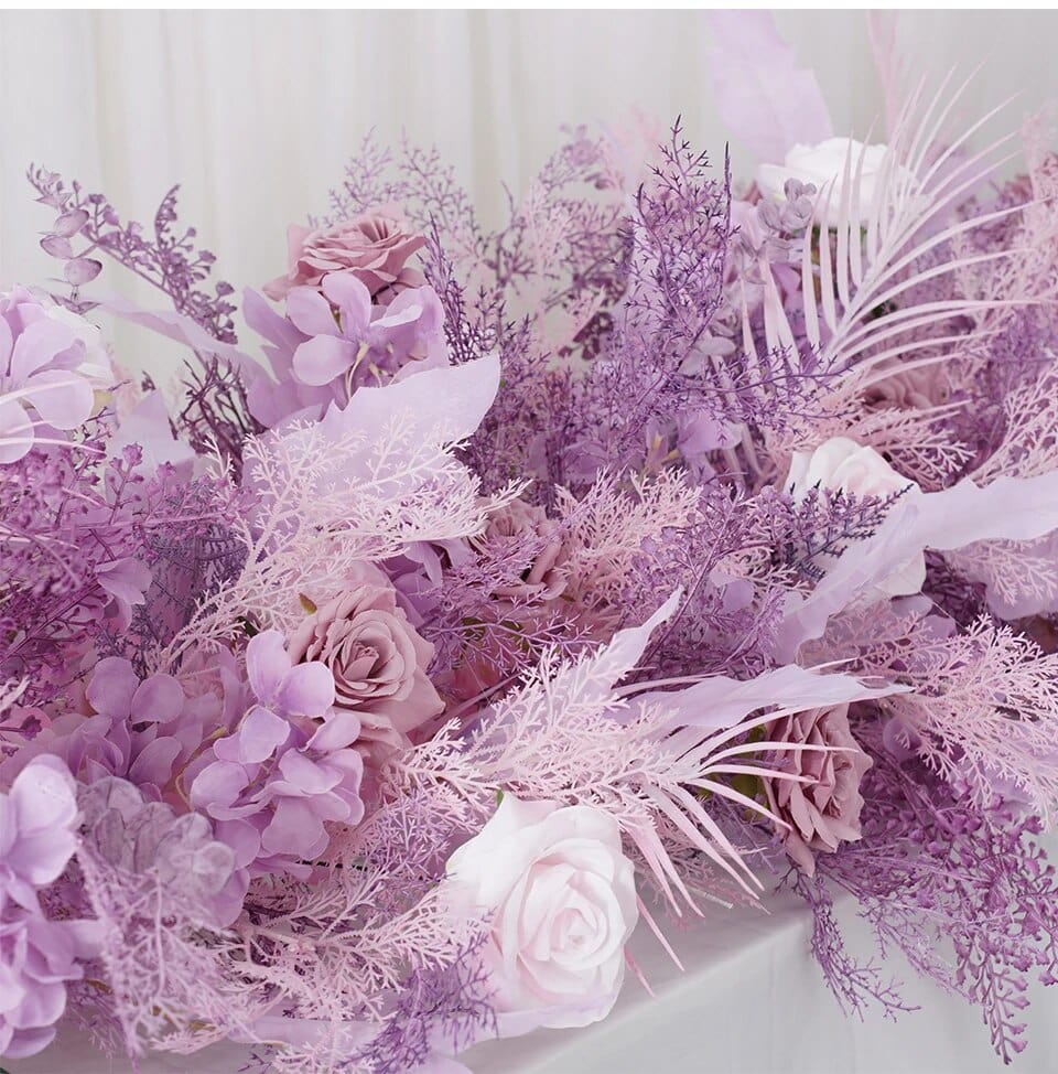 WeddingStory Shop 200x60cm flower row Luxury Purple Rose  Flower Row Arrangement