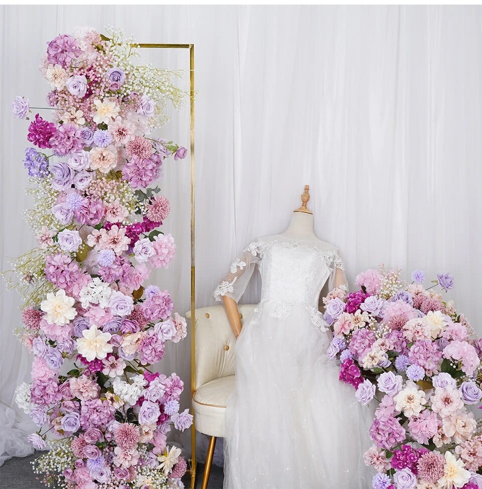 WeddingStory Shop Pink Purple Babysbreath Dahlia 5D Flower Row Arrangement