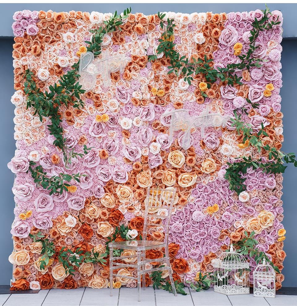 WeddingStory Shop 2.4x3M(8x10ft) 5D Orange Purple Flower Wall