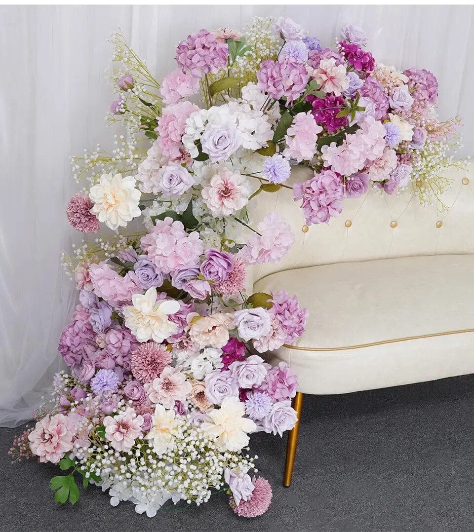 WeddingStory Shop Pink Purple Babysbreath Dahlia 5D Flower Row Arrangement