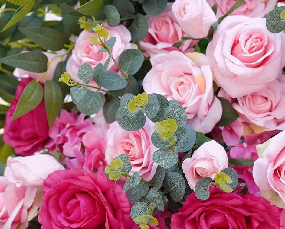 WeddingStory Shop Stunning Hot Pink Wedding Backdrop - Floral Arrangement with Rose & Willow Leaves