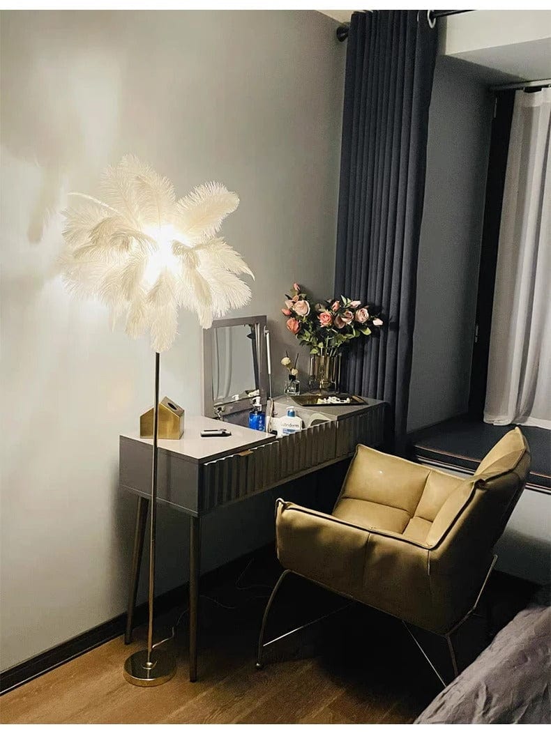 WeddingStory Shop Modern Ostrich Feather LED Floor Lamp
