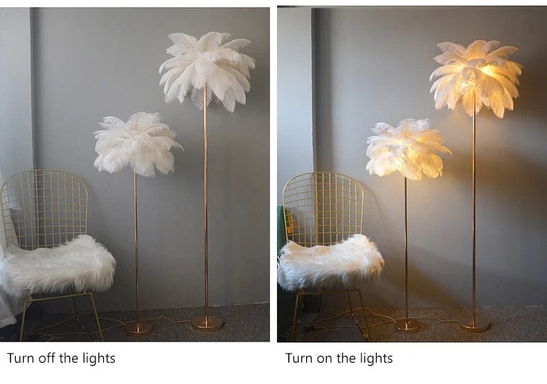 WeddingStory Shop Modern Ostrich Feather LED Floor Lamp