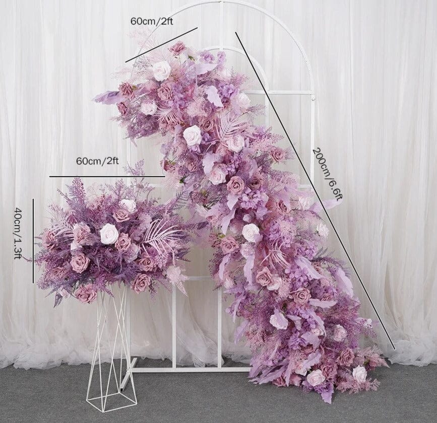 WeddingStory Shop 200x60cm flower row Luxury Purple Rose  Flower Row Arrangement