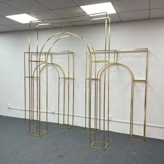 Weddingstoryshop -Shiny Gold Arch  Stand - Perfect for Stage, Aisle, Backdrops, and More!