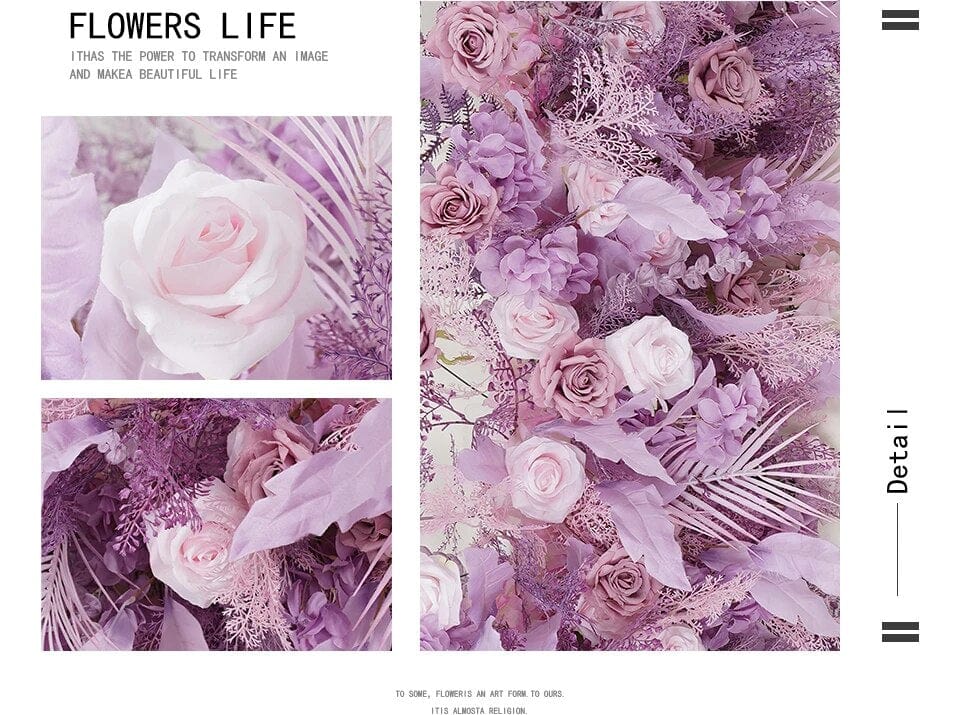 WeddingStory Shop 200x60cm flower row Luxury Purple Rose  Flower Row Arrangement