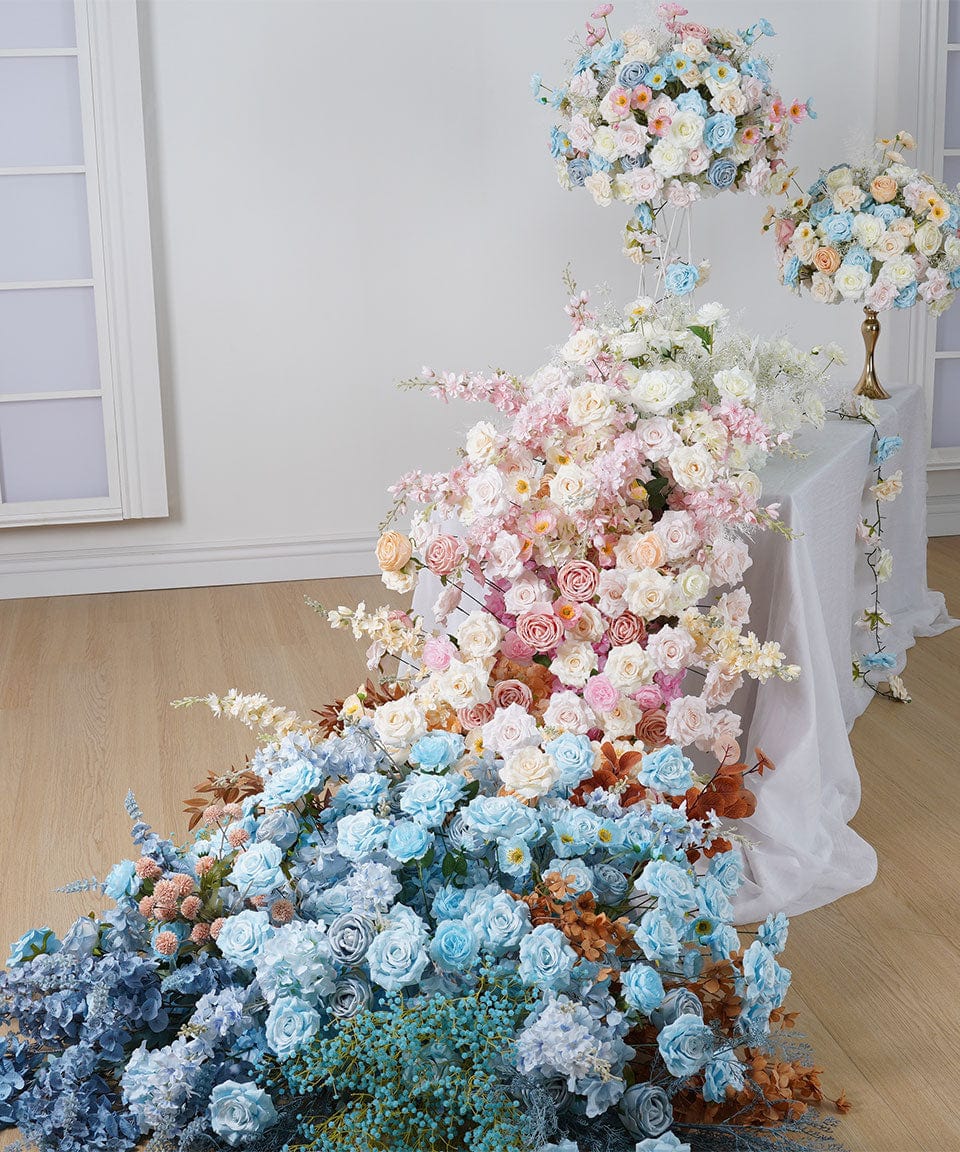 WeddingStory Shop Luxury Table Runner in soft pink and baby blue