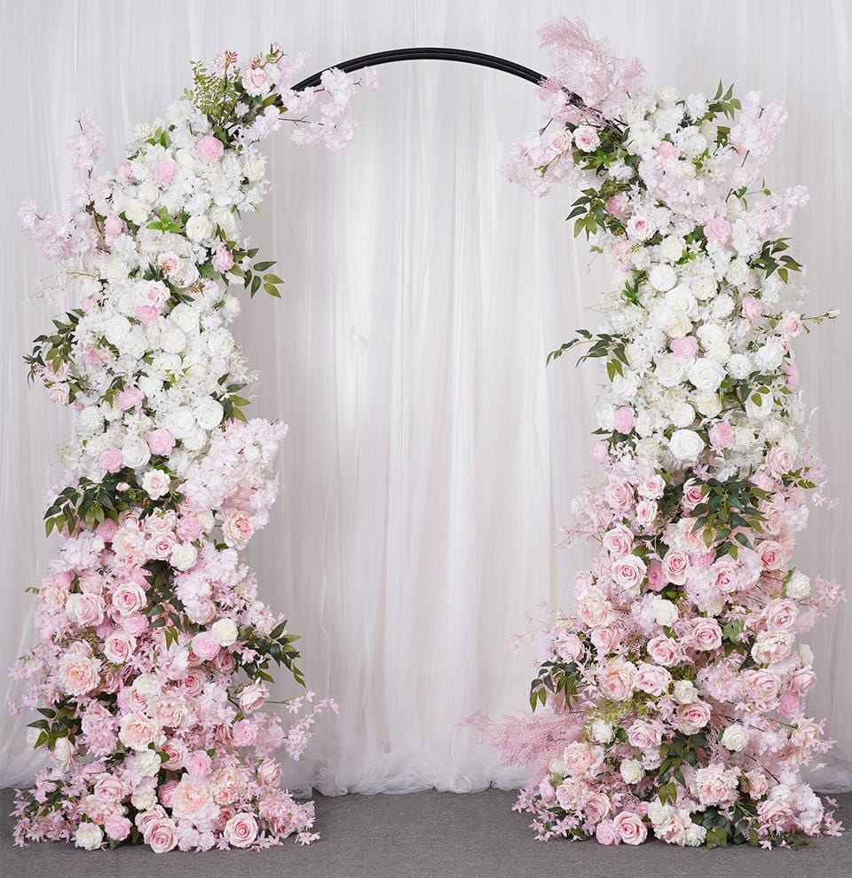 WeddingStory Shop Pink White Rose Cherry Blossom Greenery Flower Row Runner