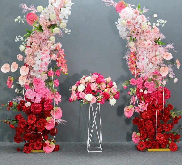 WeddingStory Shop Red Pink White Flower Row Arrangement Backdrop for Arch