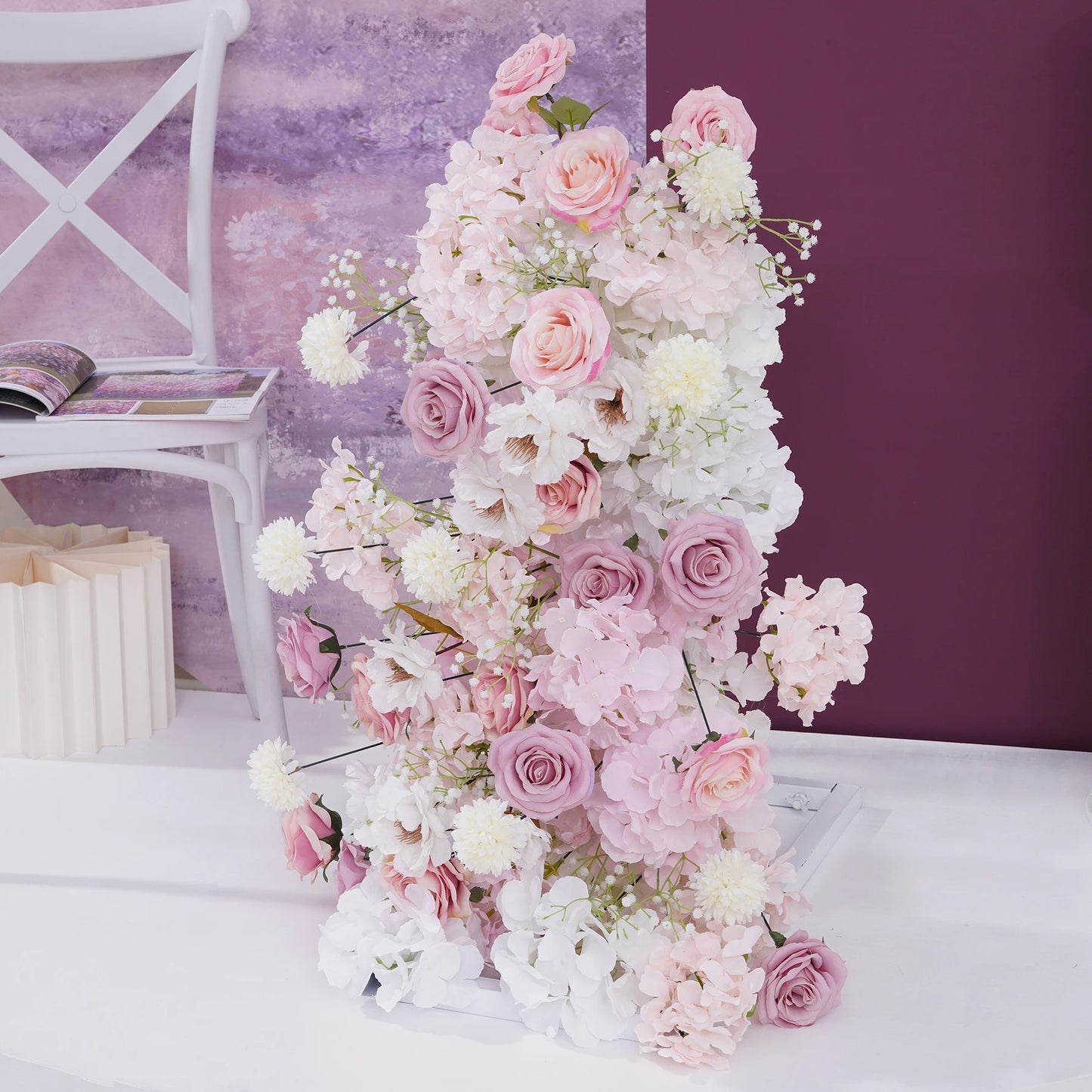 Luxury White Orchid Hydrangea Pink Rose Floral Arrangement