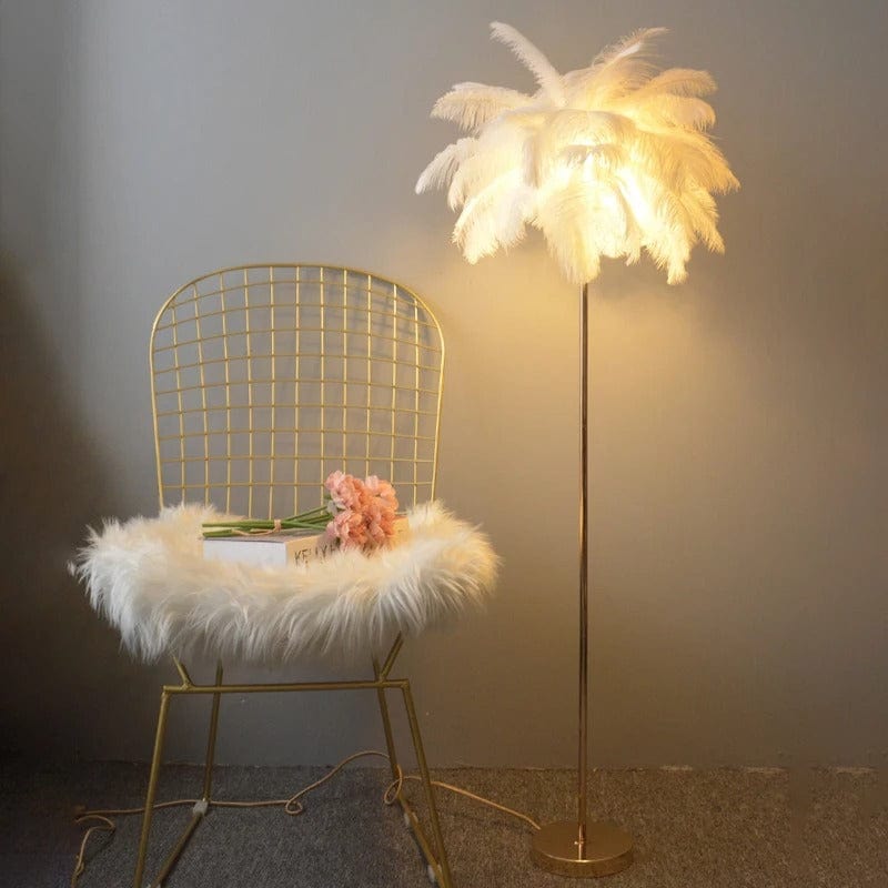 WeddingStory Shop Modern Ostrich Feather LED Floor Lamp
