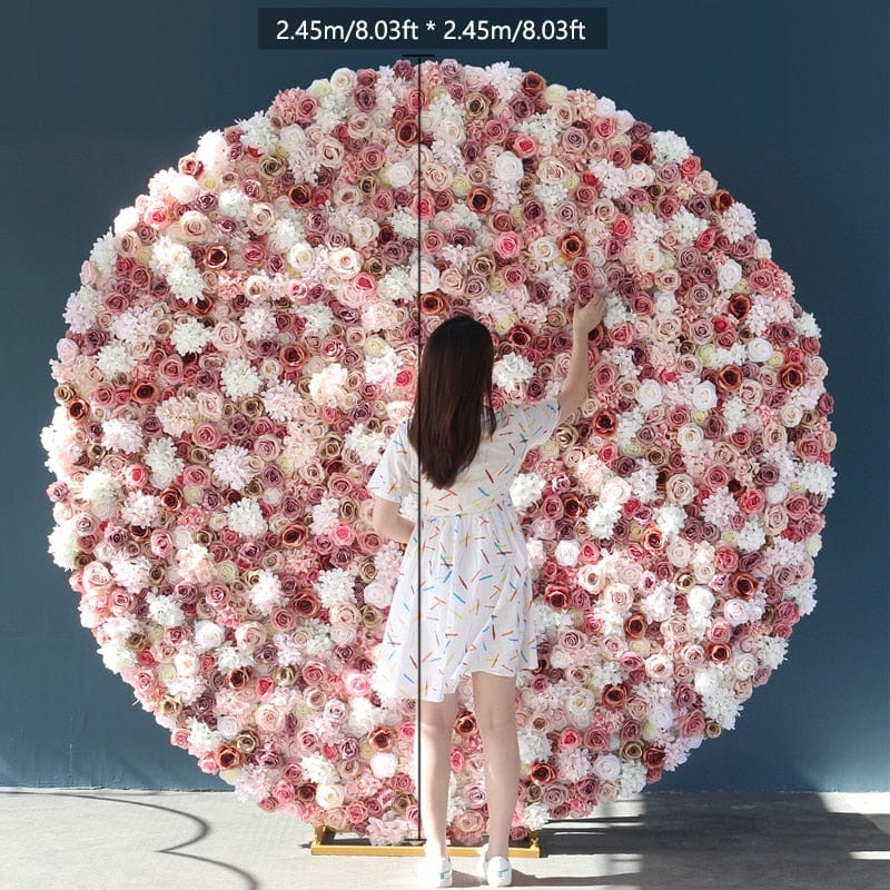 WeddingStory Shop 2.45 m (8.03ft) / 1 Round flower wall Arch and decorative flowers