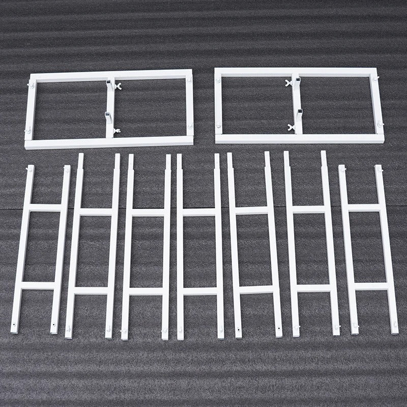 White metal frames on a gray background