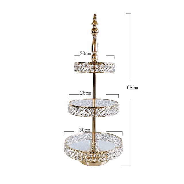 WeddingStory Shop 1 Pcs gold 3 tier 2 Tier & 3 Tier Cake display with crystals