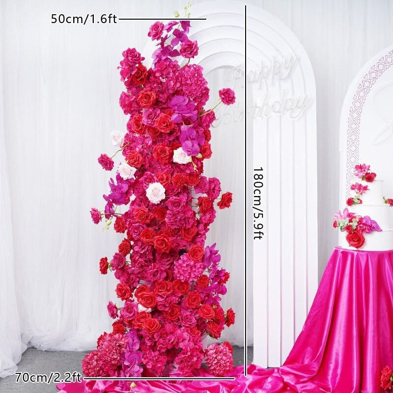 WeddingStory Shop 180 cm x 70 cm / 5.9 ft x 1.6 ft Red Pink Rose Hydrangea Orchid floral arrangement