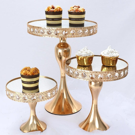WeddingStoryShop Crystal gold cake stand