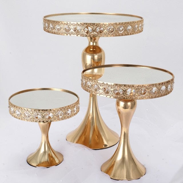 WeddingStoryShop 3pcs in set Crystal gold cake stand