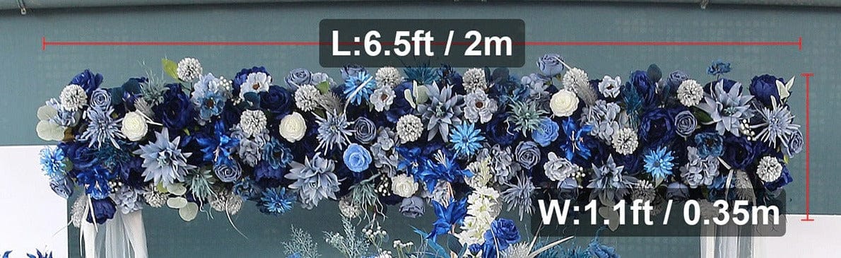 WeddingStory Shop Flowers 2m / 6.5 ft  flower row Blue artificial flower decorations